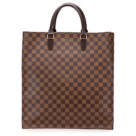 Borsa Tote Louis Vuitton Damier Ebene Sac Plat Marrone Marrone