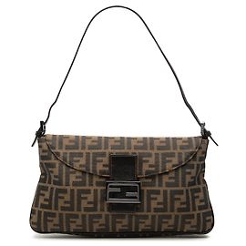 Borsa a tracolla a doppio lembo Fendi Zucca Canvas marrone Marrone