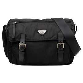 Bolsa Messenger Prada Tessuto azul com zíper e fivela dupla Azul