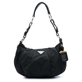 Bolso Hobo plisado Prada Tessuto negro Negro