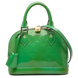 Sac Satchel Louis Vuitton Monogram Vernis Alma BB Vert Vert