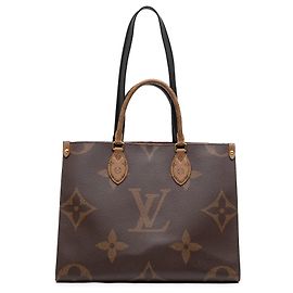 Borsa Satchel Louis Vuitton Monogram Reverse Giant OnTheGo MM Marrone Marrone