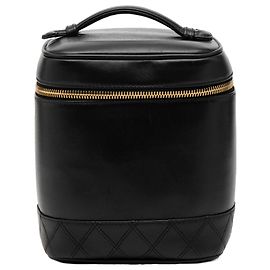 Black Chanel CC Lambskin Vanity Case Black