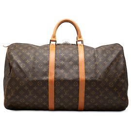 Bolso de viaje Louis Vuitton Monogram Keepall 55 Marrón Castaño