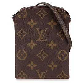 Borsa a tracolla porta passaporto Louis Vuitton Monogram Pochette Secret Marrone Marrone