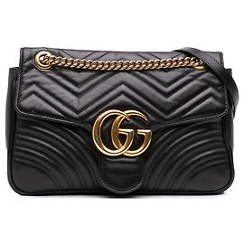 Borsa a tracolla Gucci Large GG Marmont Matelassé in pelle di vitello nera Nero