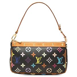 Bolsa de Ombro Louis Vuitton Monogram Multicolore Pochette Accessoires Preta Preto