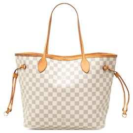 Sac cabas Louis Vuitton Damier Azur Neverfull MM Blanc Blanc