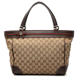 Sac cabas Gucci GG Canvas Web Mayfair Beige Beige