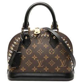 Borsa Louis Vuitton Monogram Macassar Studded Alma BB Nera Nero