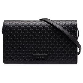 Gucci Microguccissima Wallet on Strap Crossbody Bag Schwarz Schwarz