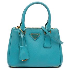 Borsa Prada Micro Saffiano Galleria Double Zip Blu Blu