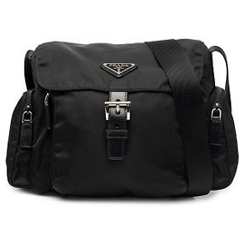 Sac messager Prada Tessuto noir avec boucle Noir