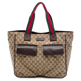 Saco Tote Gucci GG Canvas Web com bolsos duplos, Bege Bege