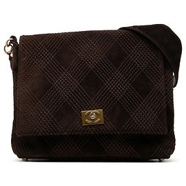 Brown Chanel CC Suede Wild Stitch Crossbody Brown