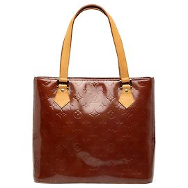 Borsa Tote Louis Vuitton Monogram Vernis Houston Marrone Marrone