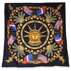 Hermès Black Multicolor Statue of Liberty Centennial Seidentuch 90 Andere