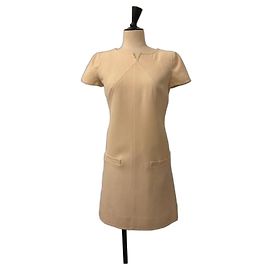 Courreges Courrèges Beige Short Sleeve Wool Dress Eggshell