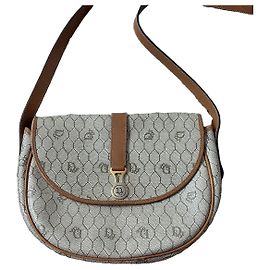 Bolsa de ombro Dior Monogramme em tela revestida e couro Marrom Bege