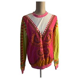 Autre Marque Pink and yellow printed sweatshirt Pink White Green Orange Yellow