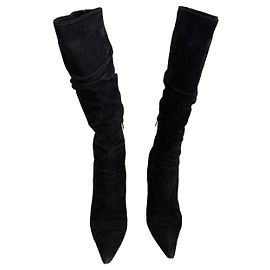Autre Marque Hohe schwarze Wildlederstiefel Schwarz