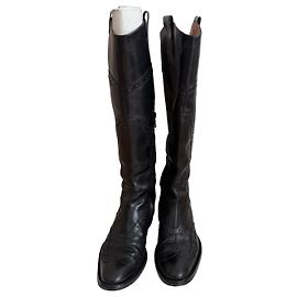 Autre Marque Hohe schwarze Lederstiefel Schwarz