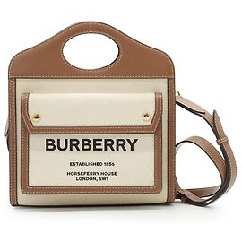 Burberry Mini Bolsa Horseferry Pocket Two-Tone Marrom Bege