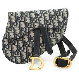 Dior Bolso cinturón Mini Saddle Oblique Jacquard Negro Azul Beige
