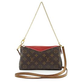 Louis Vuitton Monogram Pallas Clutch Cherry 2-Way Pochette Brown Red