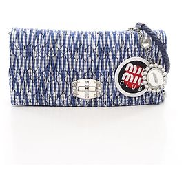 Miu Miu Matelassé 2-Way Schultertasche Weiß Blau