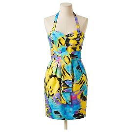 Vestido corto Love Moschino estampado abstracto Negro Rosa Azul Multicolor Amarillo