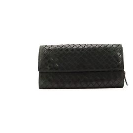 Bottega Veneta Intrecciato Ledergeldbörse Dunkelgrün