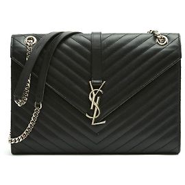Saint Laurent College Large Borsa a Tracolla Pelle Matelassé Nera Nero