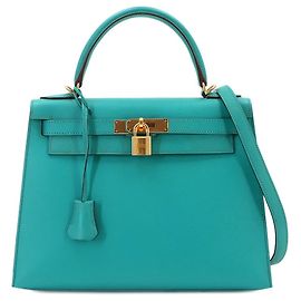 Hermès Sac à main Hermes Kelly 28 en Blue Paon Bleu