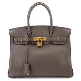 Hermès Bolsa Hermes Birkin 30 em Etain Cinza