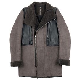 Rick Owens Sample Shearling Leather Coat Brown