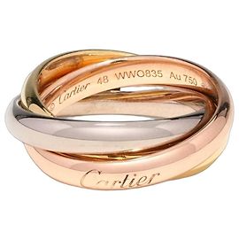 Cartier Trinity Ring slim model Tricolor Gold 750/18K size 48 Luxury Pink White Yellow