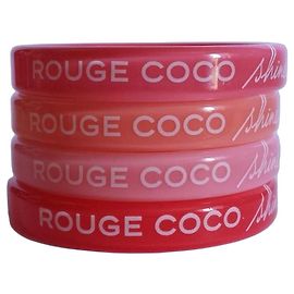Chanel ROUGE COCO Resin Bangle Bracelet Set Pink Red Orange