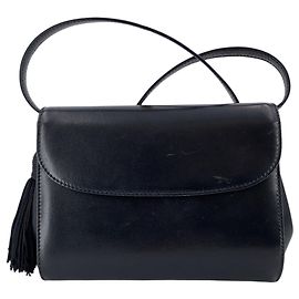 Gucci Bolsa tiracolo vintage em couro preto com borlas Preto