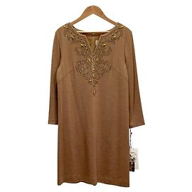 Autre Marque Grace Continental Ornament Stone Kleid Beige