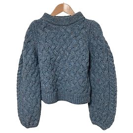 Autre Marque AK+1 Aran-Wollstrickpullover Braun Hellblau