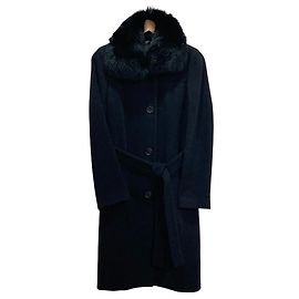 Autre Marque Casaco longo Calvin Klein em pele de raposa e angorá Preto