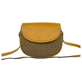 Sac à épaule mini et pochette en cuir Gucci Old Micro GG Logo Pattern Marron