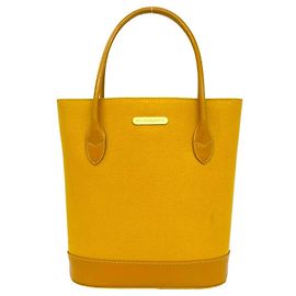 Burberry Nova Check Pattern Leather Handbag Yellow