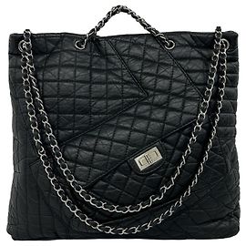 Chanel 2.55 Matelassé Leather Shoulder Bag Black