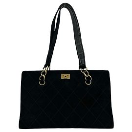 Borsa Tote a catena in pelle scamosciata Chanel Coco Mark Nero