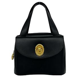 Christian Dior Vintage Lederhandtasche mit CD-Logo Mini Tote Bag Schwarz