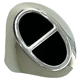 Anello Hermès Verso Argento Nero Nero Argento
