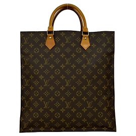Louis Vuitton Vintage Sac Plat Monogram Leather Tote Bag Castaño