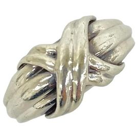 Autre Marque Anello Tiffany & Co. Vintage Signature Band in Silver Argento